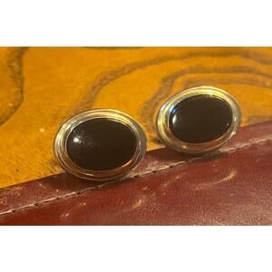 VTG Men's Sarah Coventry Cufflinks, Gold Tone with Black Accents